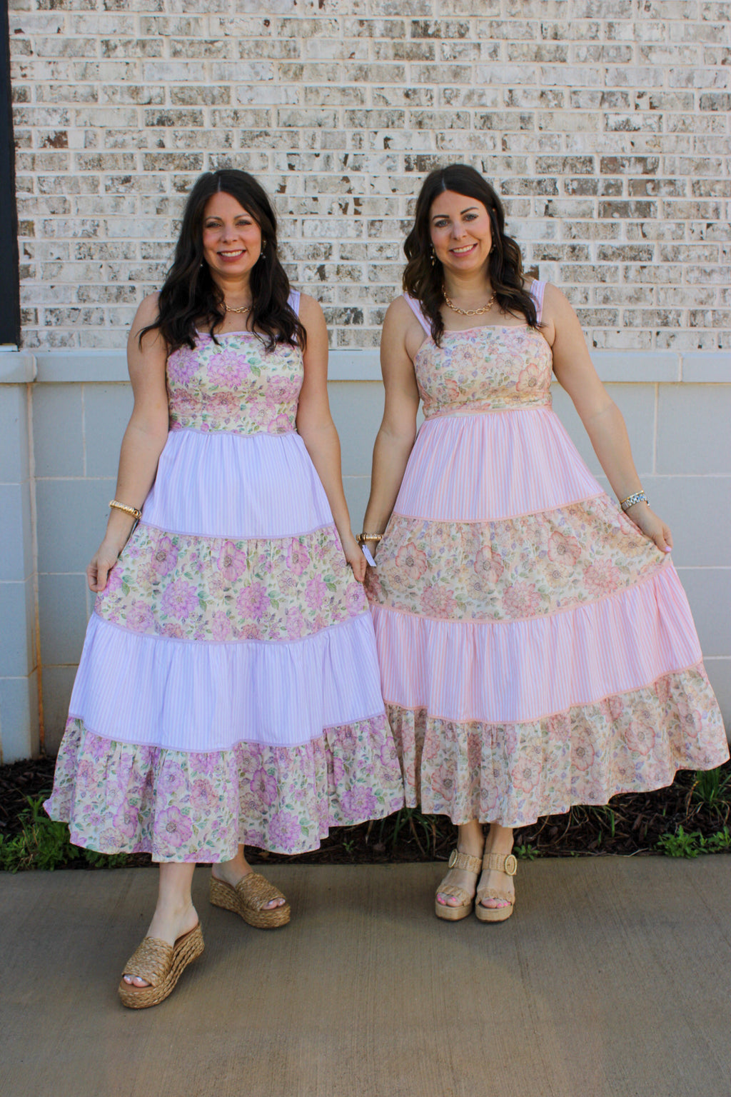 in february - DREAMY IDEAL TIERED MIDI DRESS MIXED IN FLORALS AND STRIPES