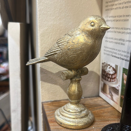 Golden Standing Ceramic Bird.