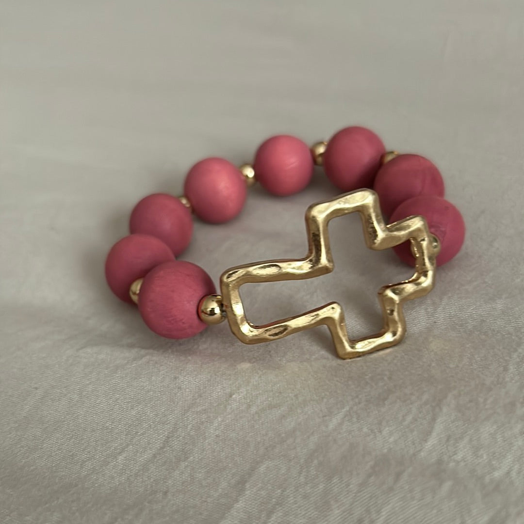 Large Beaded Cross Bracelet