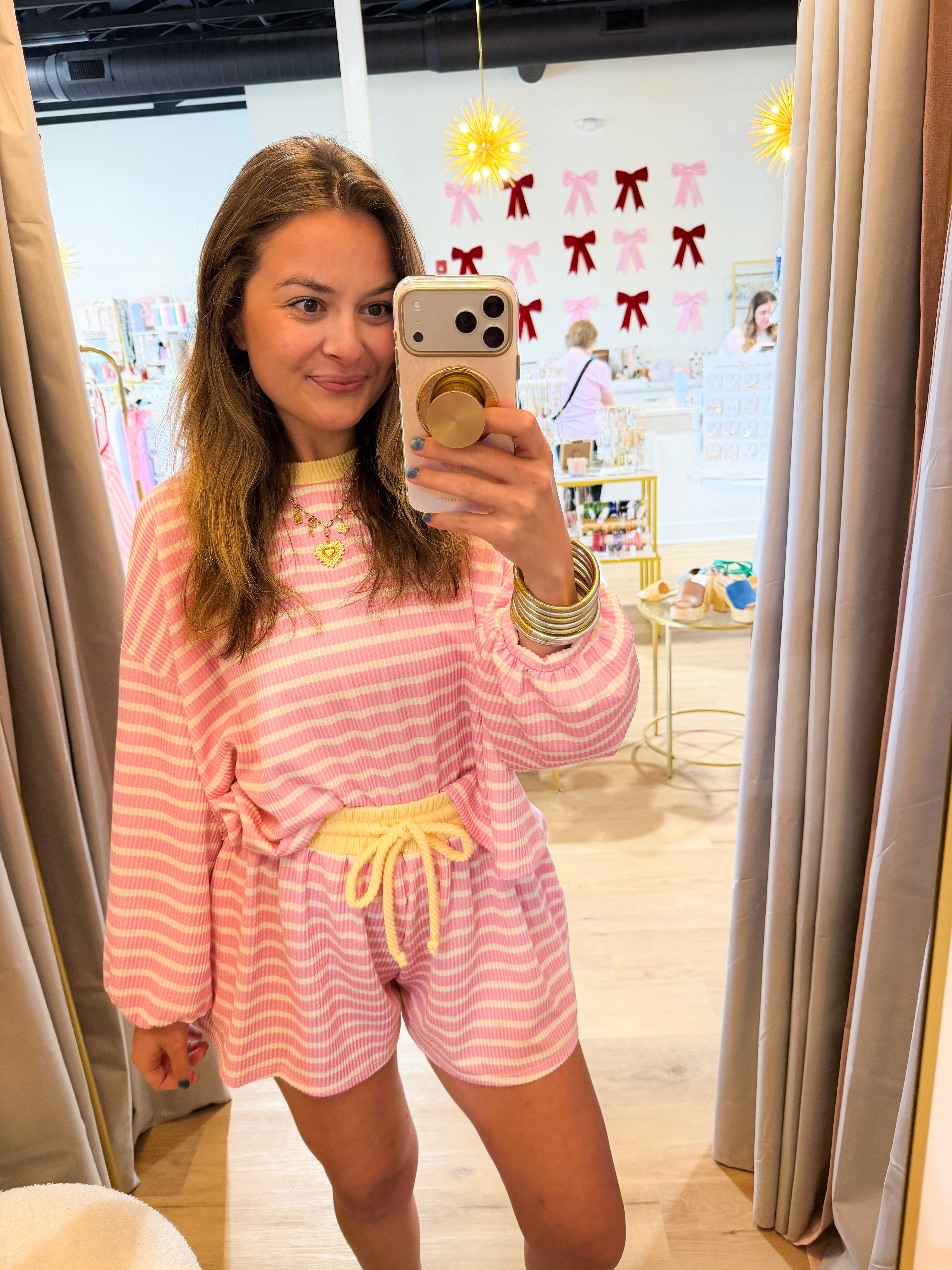 Striped Rib Textured Knit Set