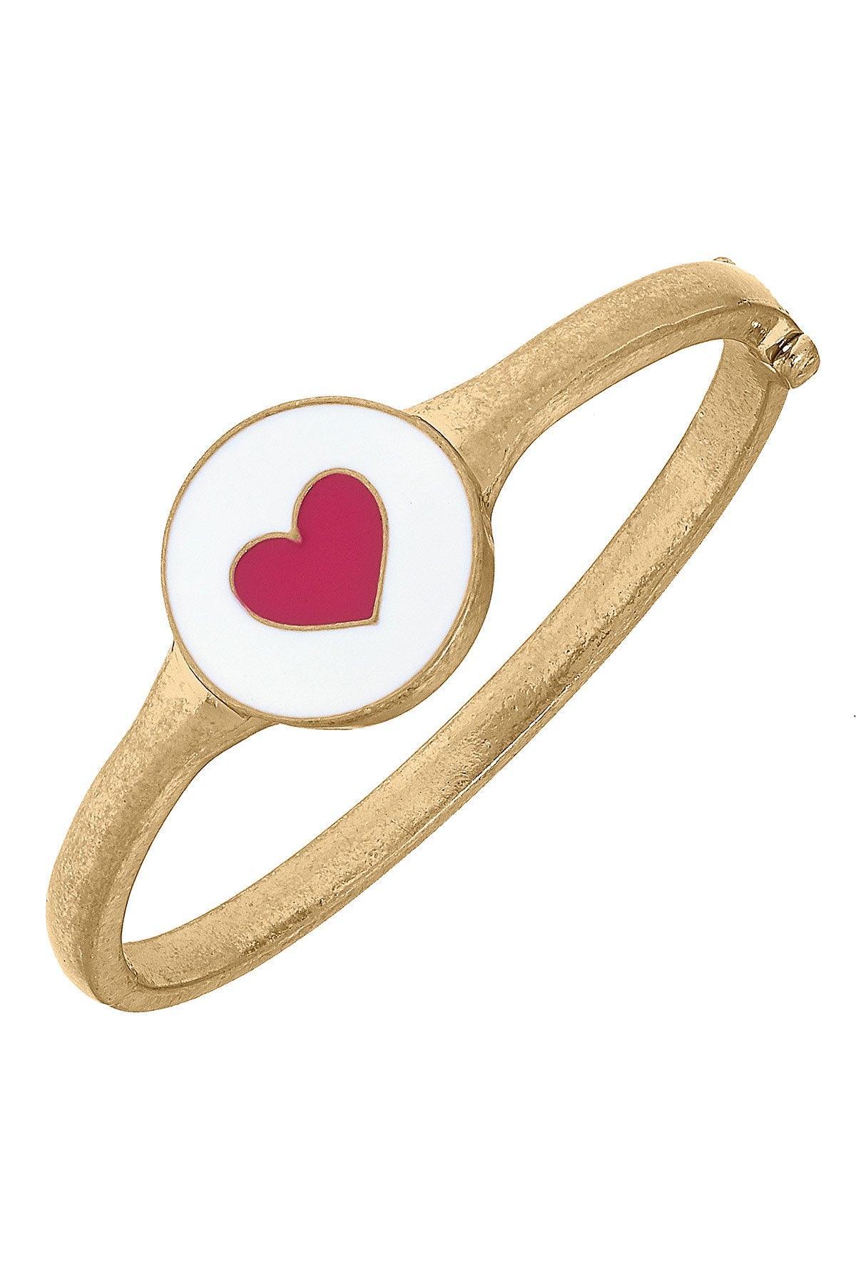 Enamel Heart Hinge Bangle