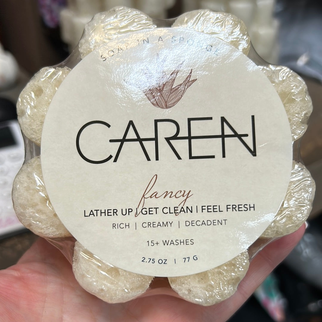 Caren "Fancy" soap sponge shaped like a cream flower.