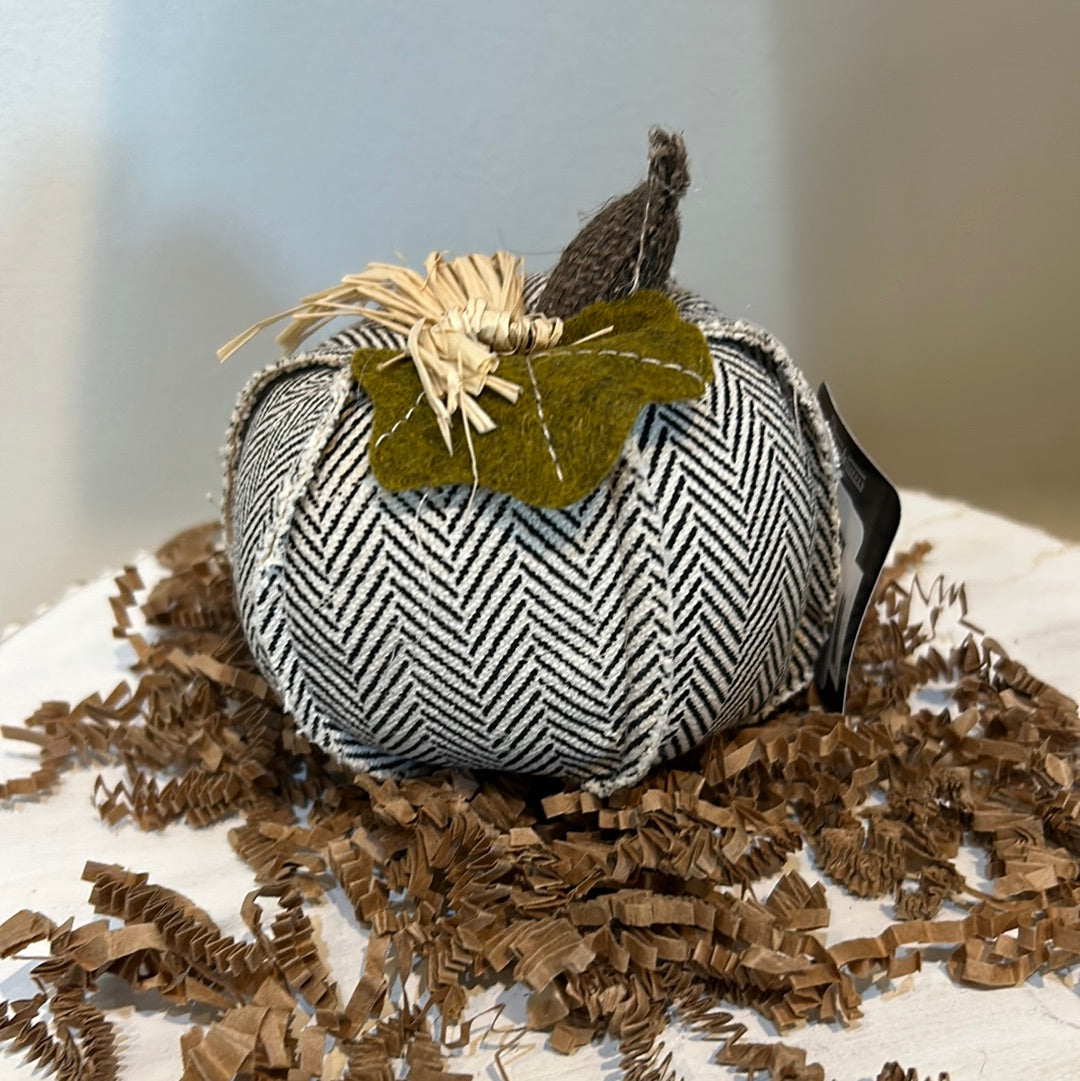 Black chevron patterned small pumpkin.