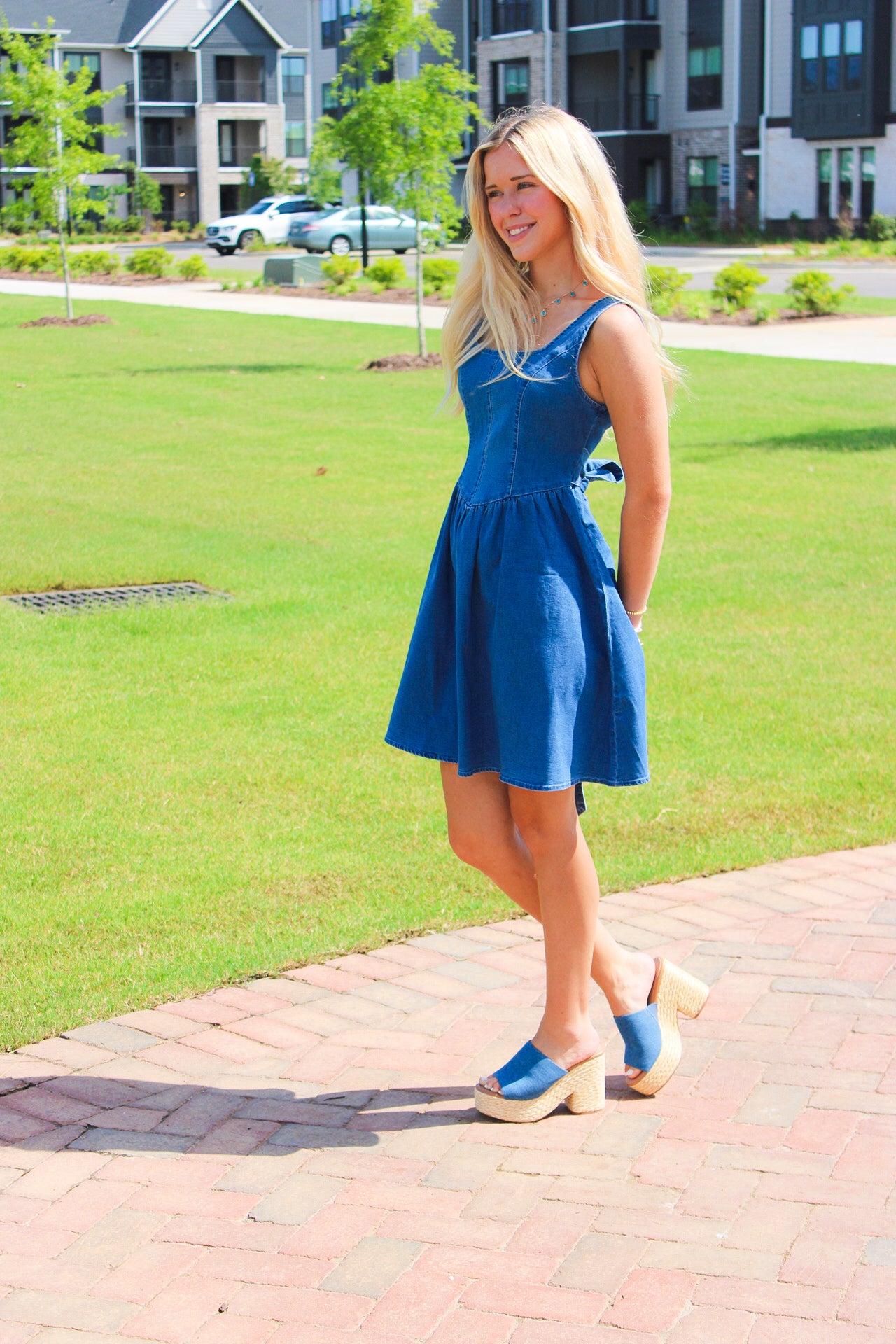 SS Denim Bow Dress