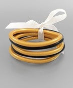 Gold & black gameday tube jelly bangle bracelet set.