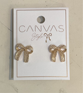Canvas Priscilla Pearl Studded Bow Earrings in
Shiny Gold