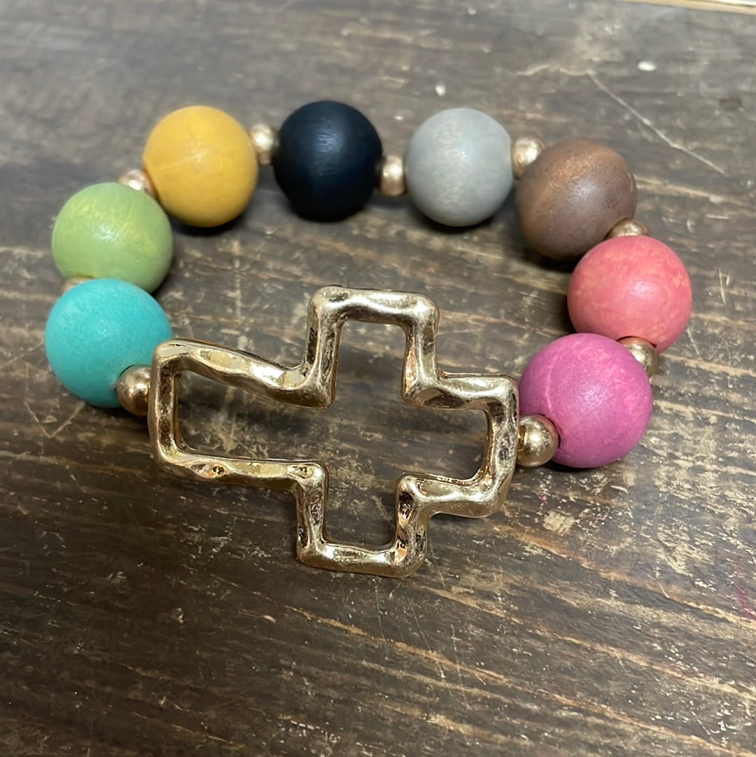 Large Beaded Cross Bracelet