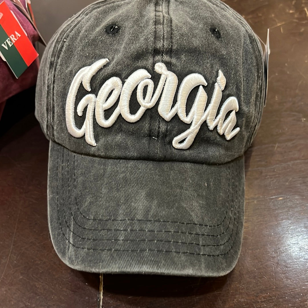 Distressed black women's hat featuring "Georgia".