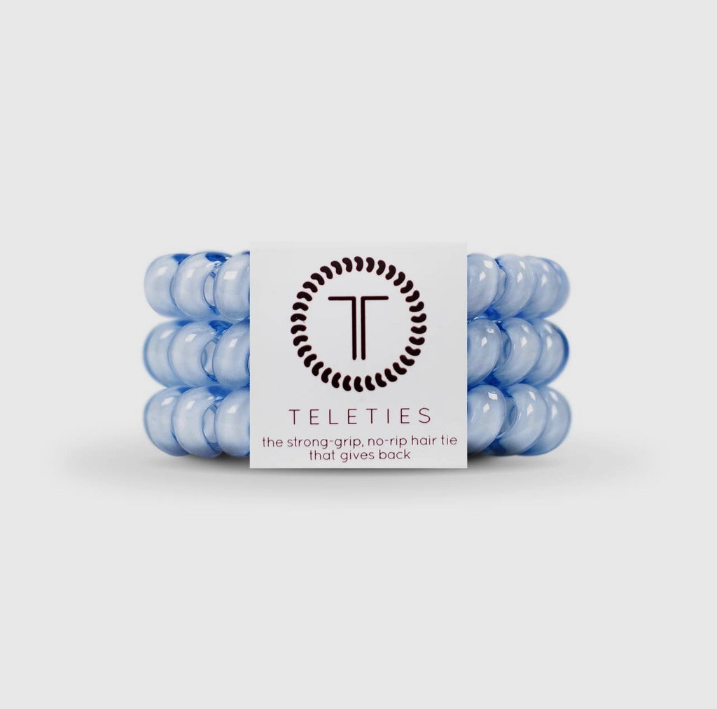 Washed denim teletie hair ties.