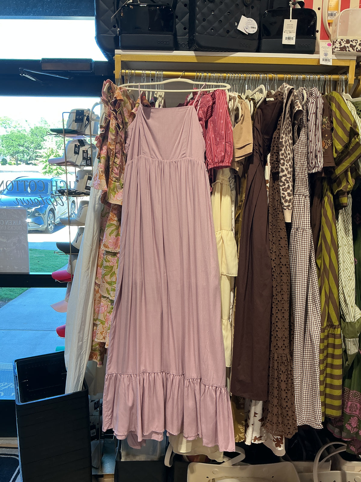 Linen Ruffle Bottom Maxi Dress