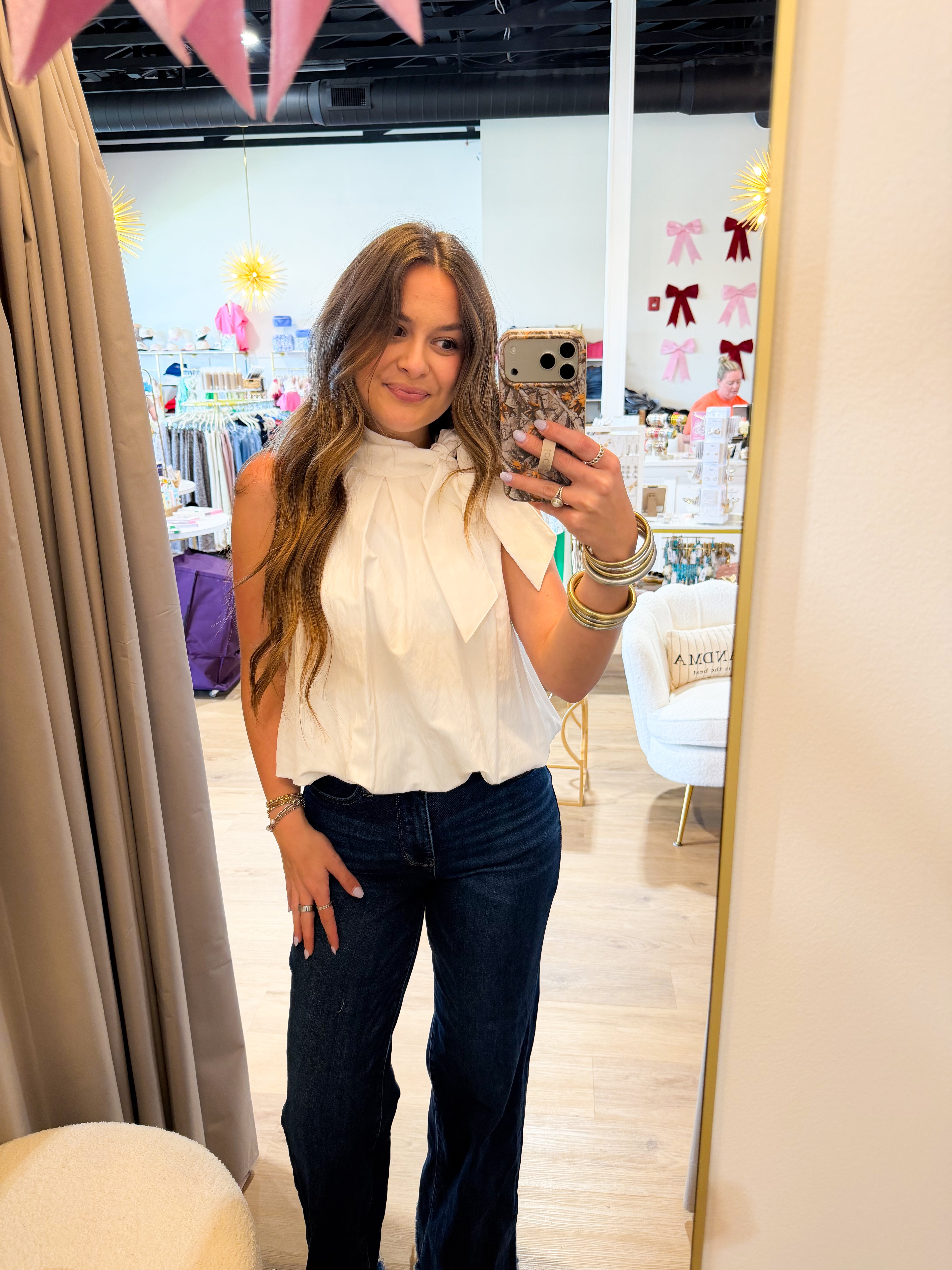 High Neck Tie Bubble Top