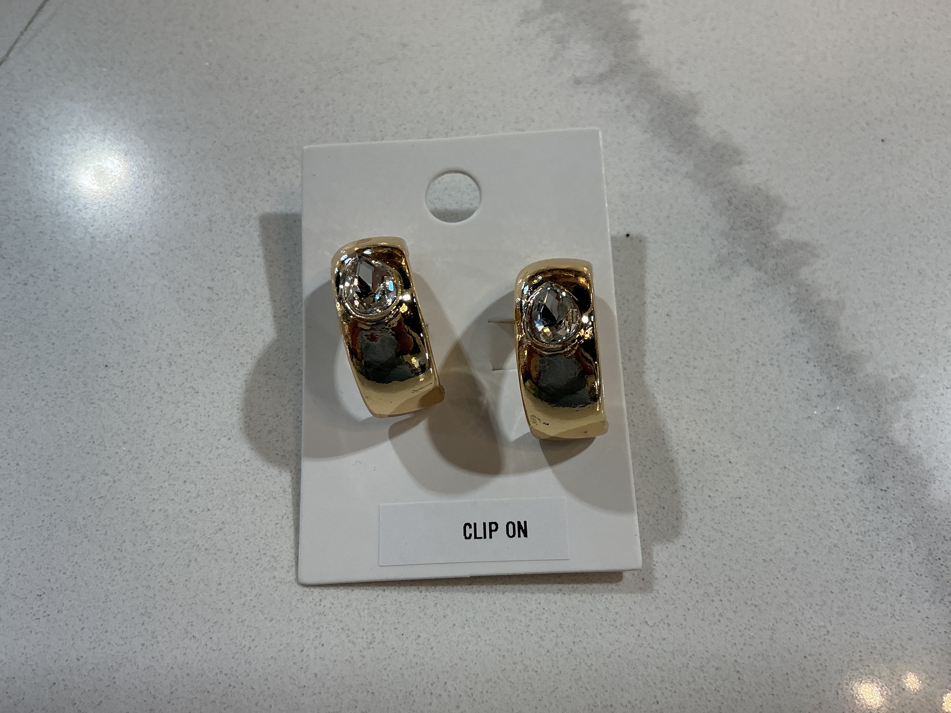 Clip-On Gold Hoop with Diamond Earrings