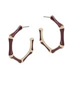 Burgundy Color Bamboo Metal Earrings.