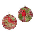 5” Gingham Cardinal on Branch Disc Ornament