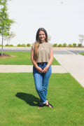 Embroidered Mallard Duck Cropped Muscle Tee