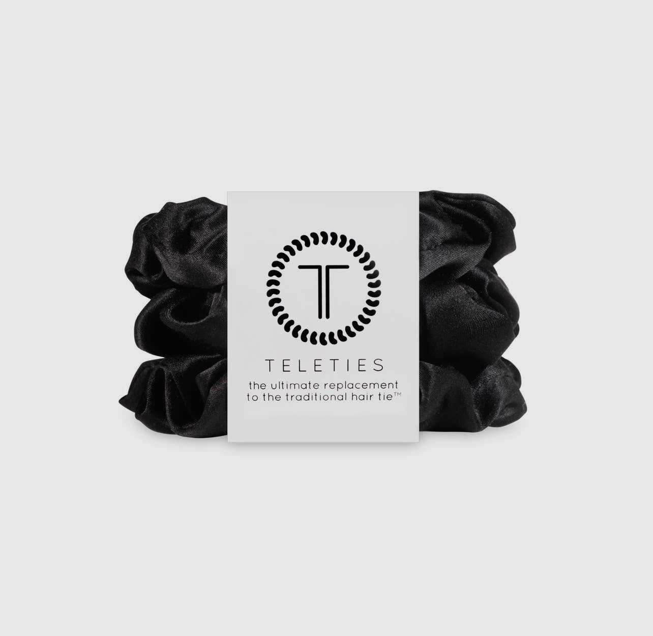 Black teletie silk scrunchies.