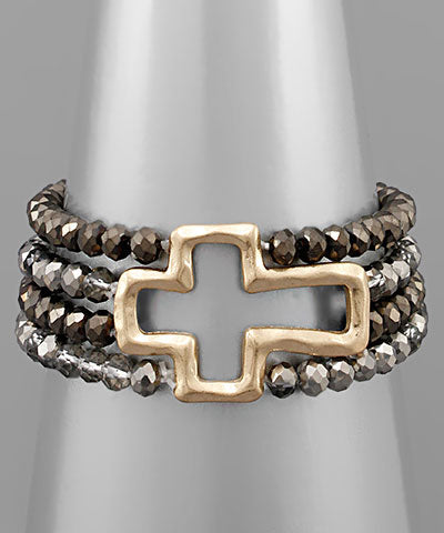 Cross Glass Bead Bracelet