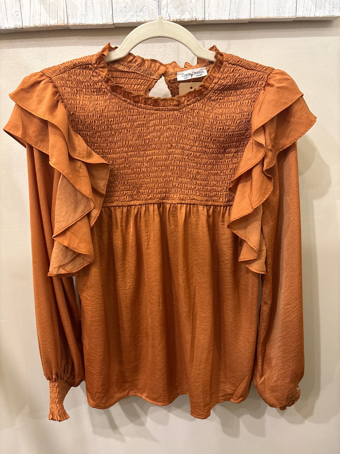 Satin Ruffle Trim Top