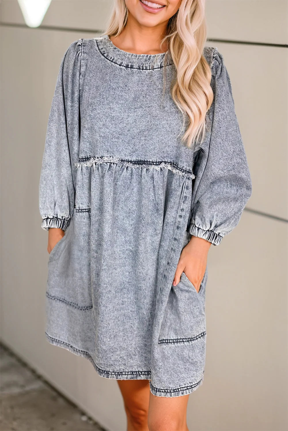 High Waist Denim Mini Dress