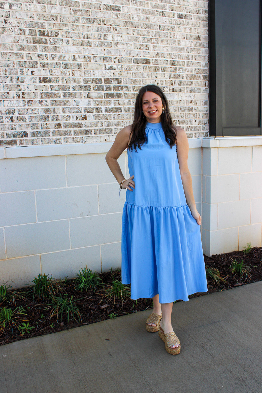 Halter Neck Sleeveless Midi Dress