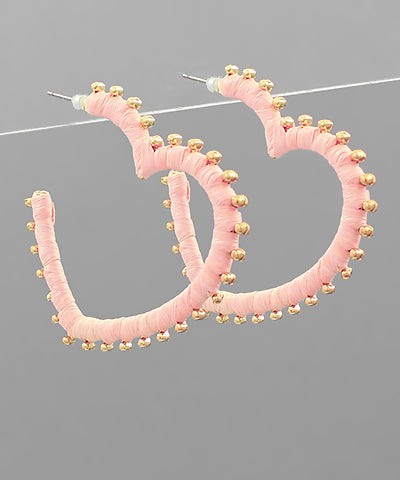 Rafia Heart Hoop Earrings