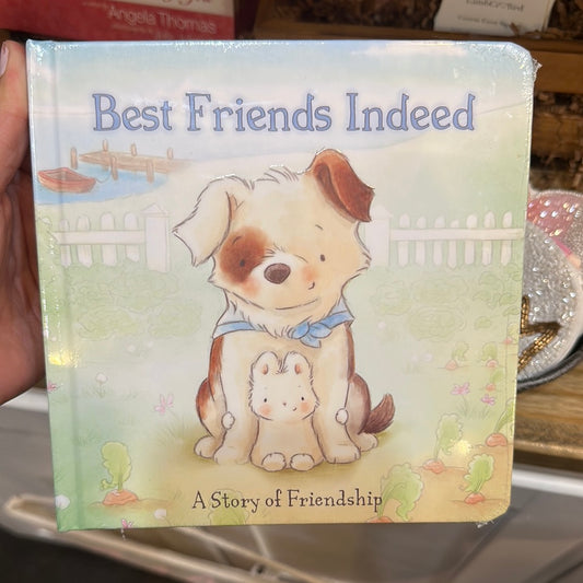 Small book with a dog and small rabbit on the cover. "Best Friends Indeed" in blue lettering.