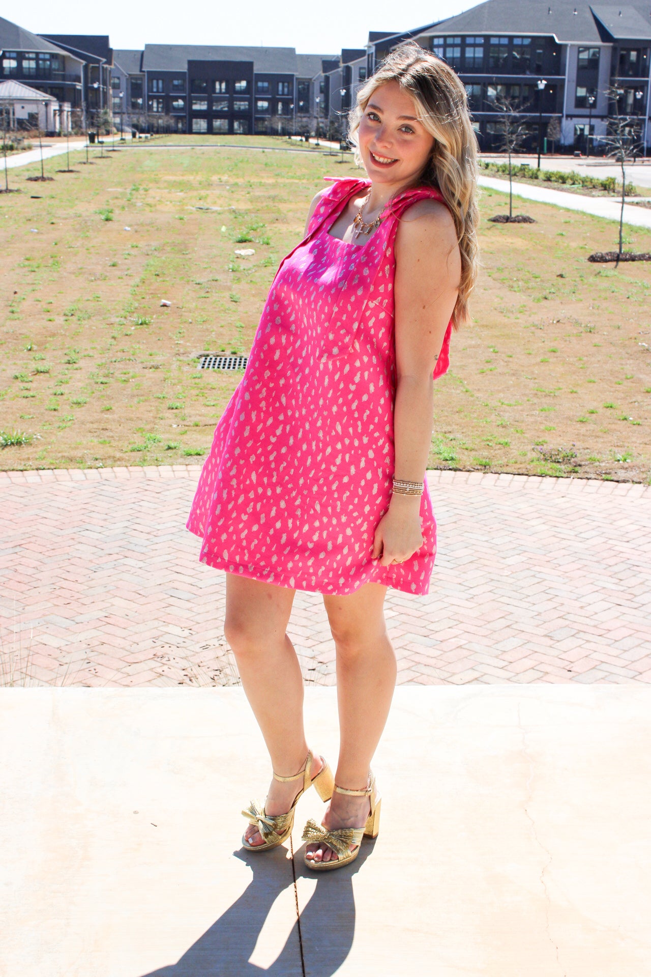 Hot Pink Animal Print Mini Dress - S Hot Pink Animal Print Mini Dress - S