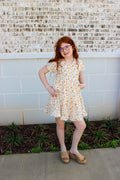 Girls V-Neck Ruffle Short Sleeve Tiered Floral Dress