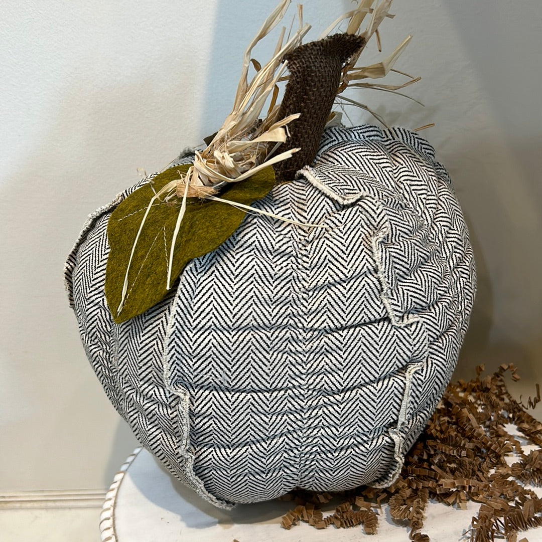 Black chevron patterned large pumpkin.