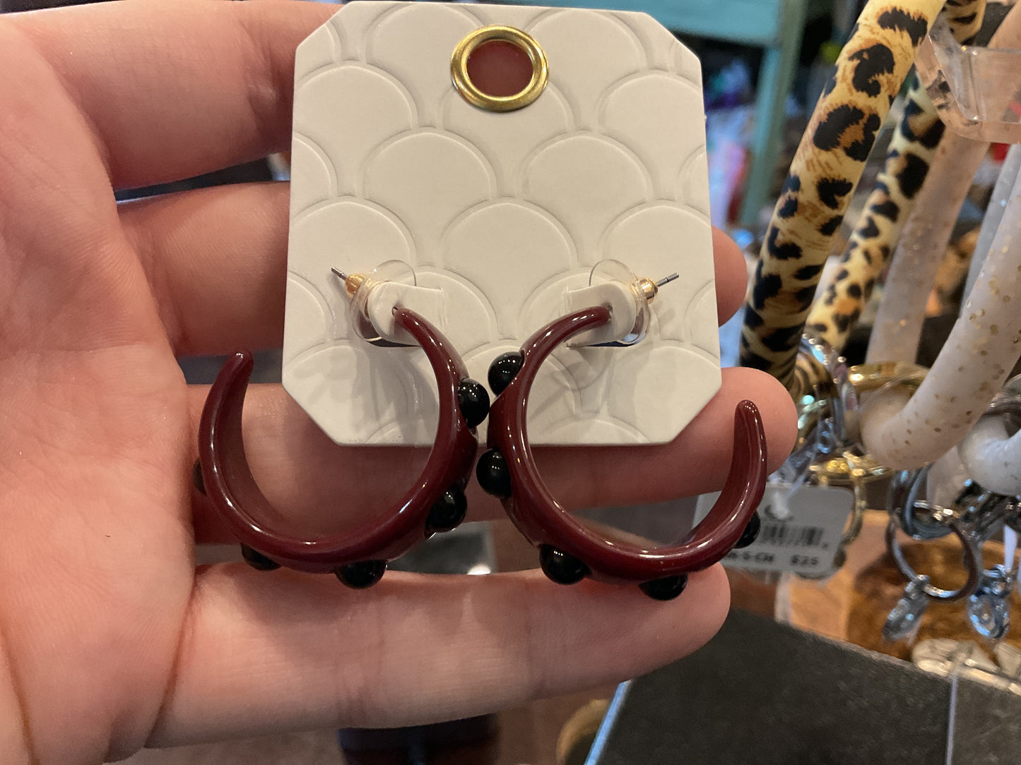 Gameday Dotted Ball Acetate Hoop Earrings