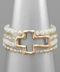 Cross Glass Bead Bracelet