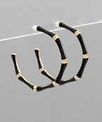 Black Color Bamboo Metal Earrings.