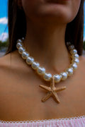 Large Pearl Necklace with Starfish Pendant