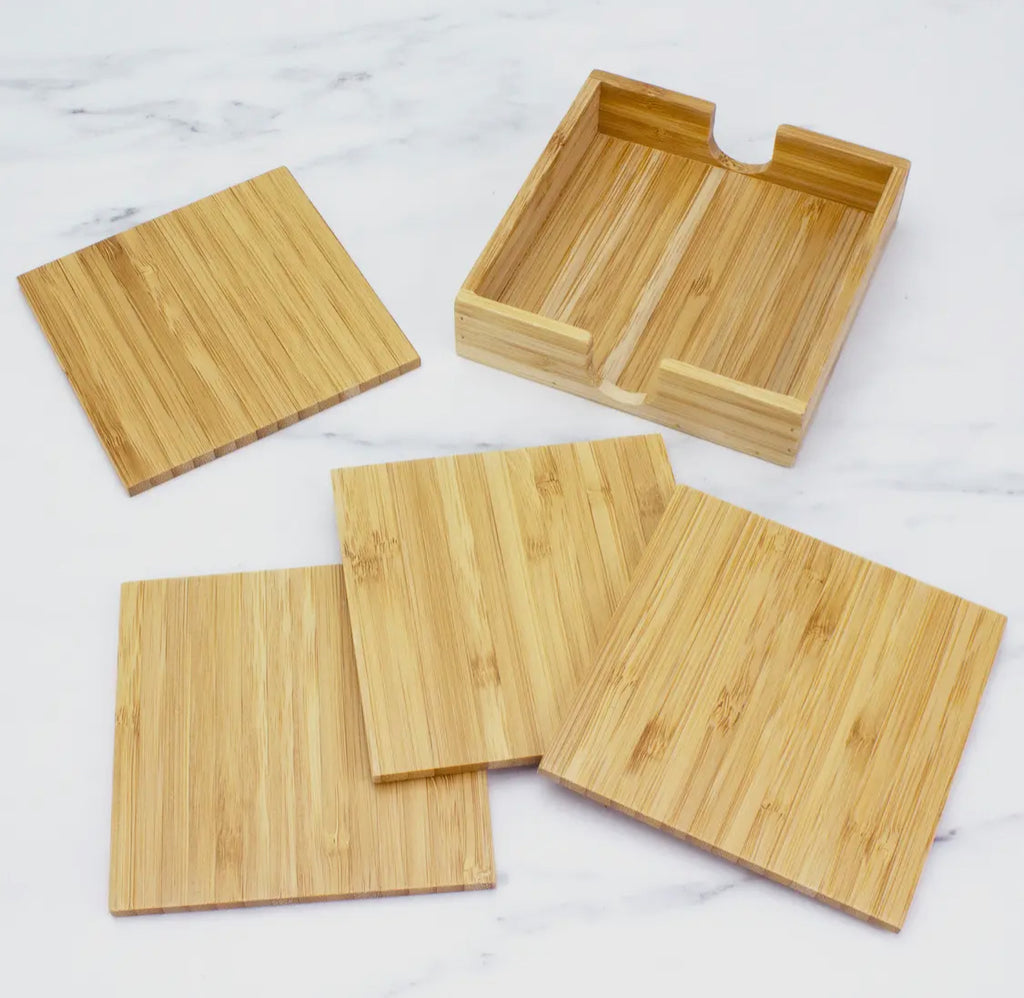4-Pc. Bamboo Coaster Set with Case