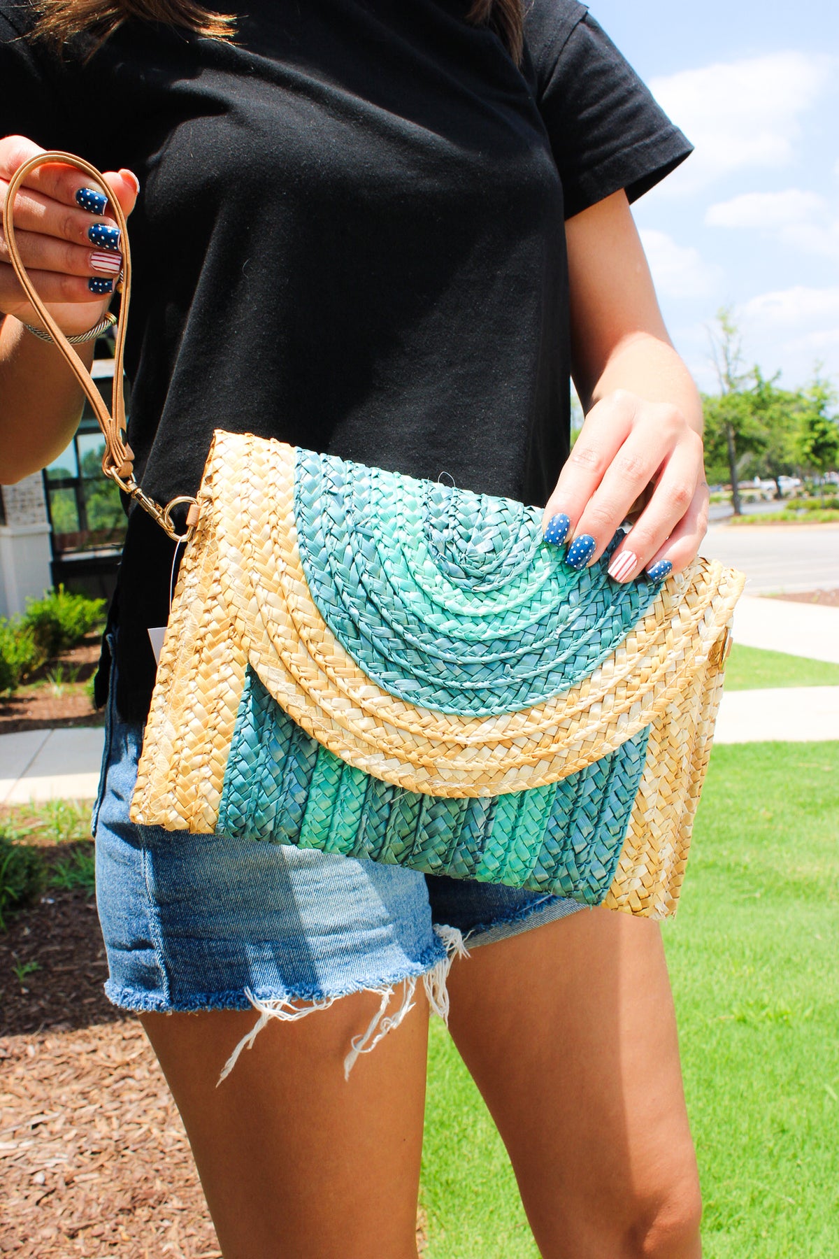 Half Moon Straw Beach Clutch