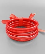 Red jelly tube bangle bracelet set.