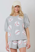 Baseball Towel&Sequin Embroidery Short Set