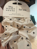 Kitsch & Mickey and Minnie Recycled Fabric Scrunchie - Cream