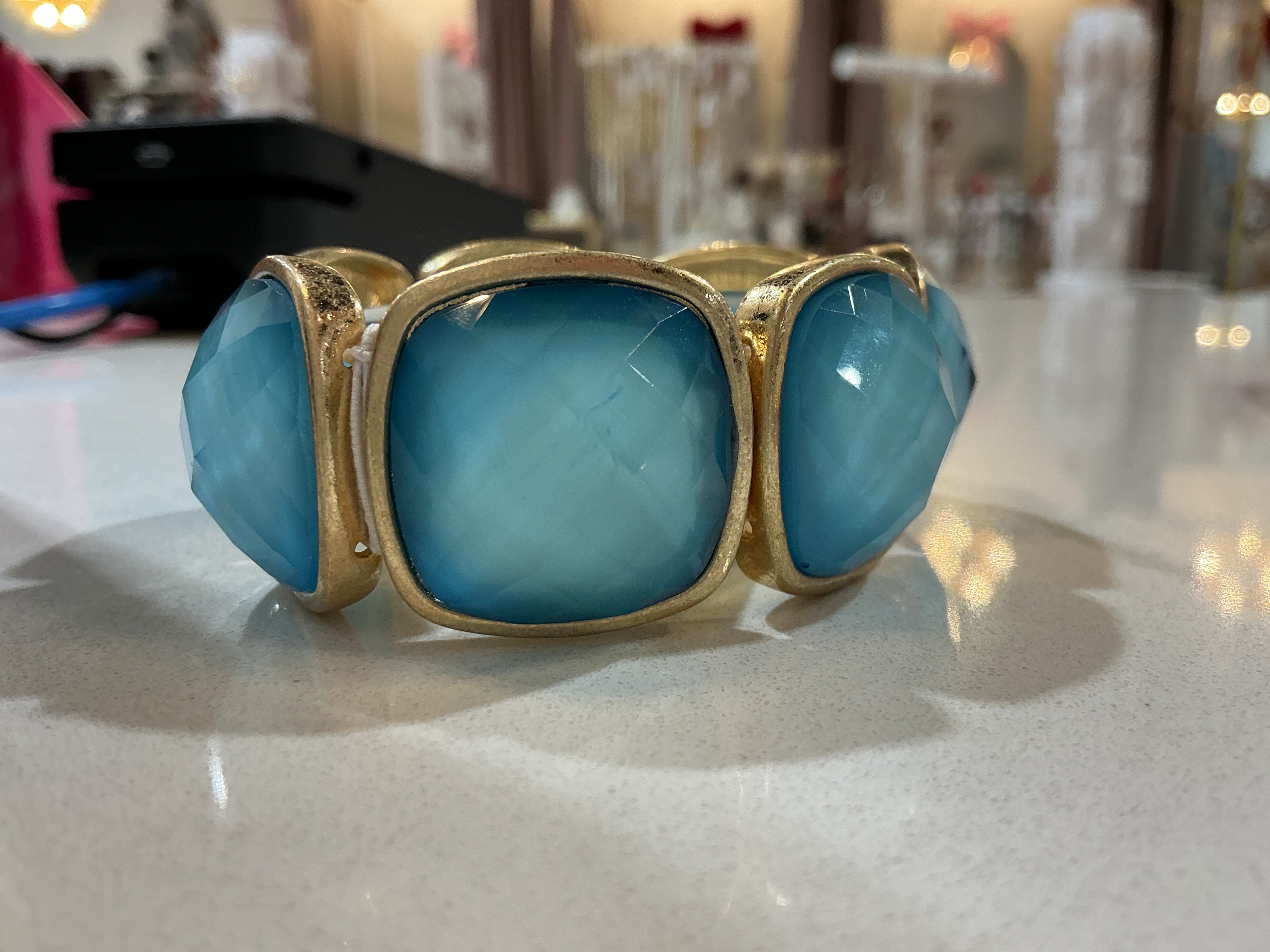 Squared Stone Stretch Bracelet
