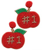 Beaded #1 Apple Earring
