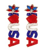 I Love USA Beaded Earring