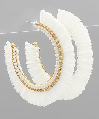 Frayed Raffia Beaded Half Hoop
