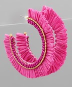 Frayed Raffia Beaded Half Hoop