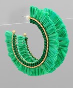 Frayed Raffia Beaded Half Hoop