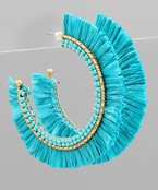 Frayed Raffia Beaded Half Hoop