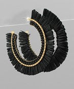 Frayed Raffia Beaded Half Hoop