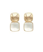 Gold Double Square Stud Earrings