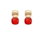 Gold Double Square Stud Earrings