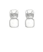 Silver Double Square Stud Earrings