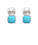 Silver Double Square Stud Earrings